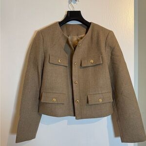 Vintage Faux Tweed Brown Cropped Jacket